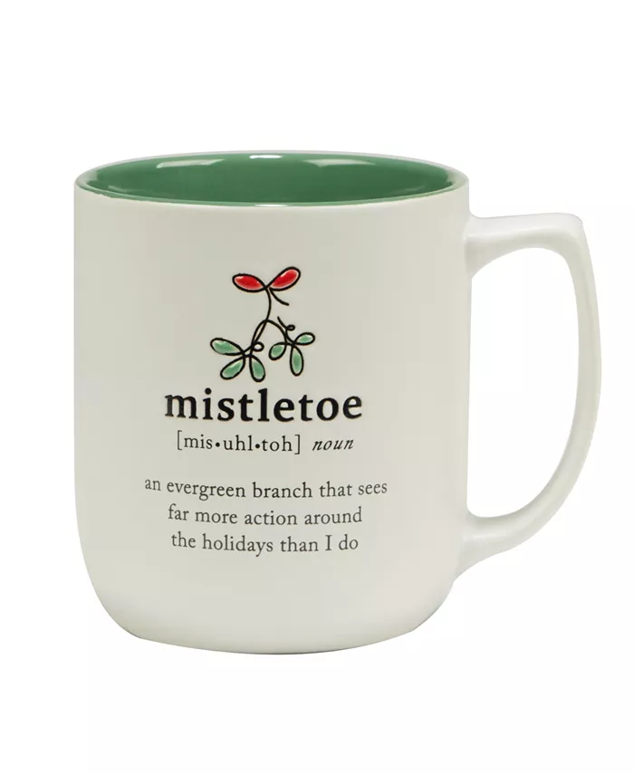 Certified International Christmas Fun Green Sayings 16 oz Mugs Set of 6