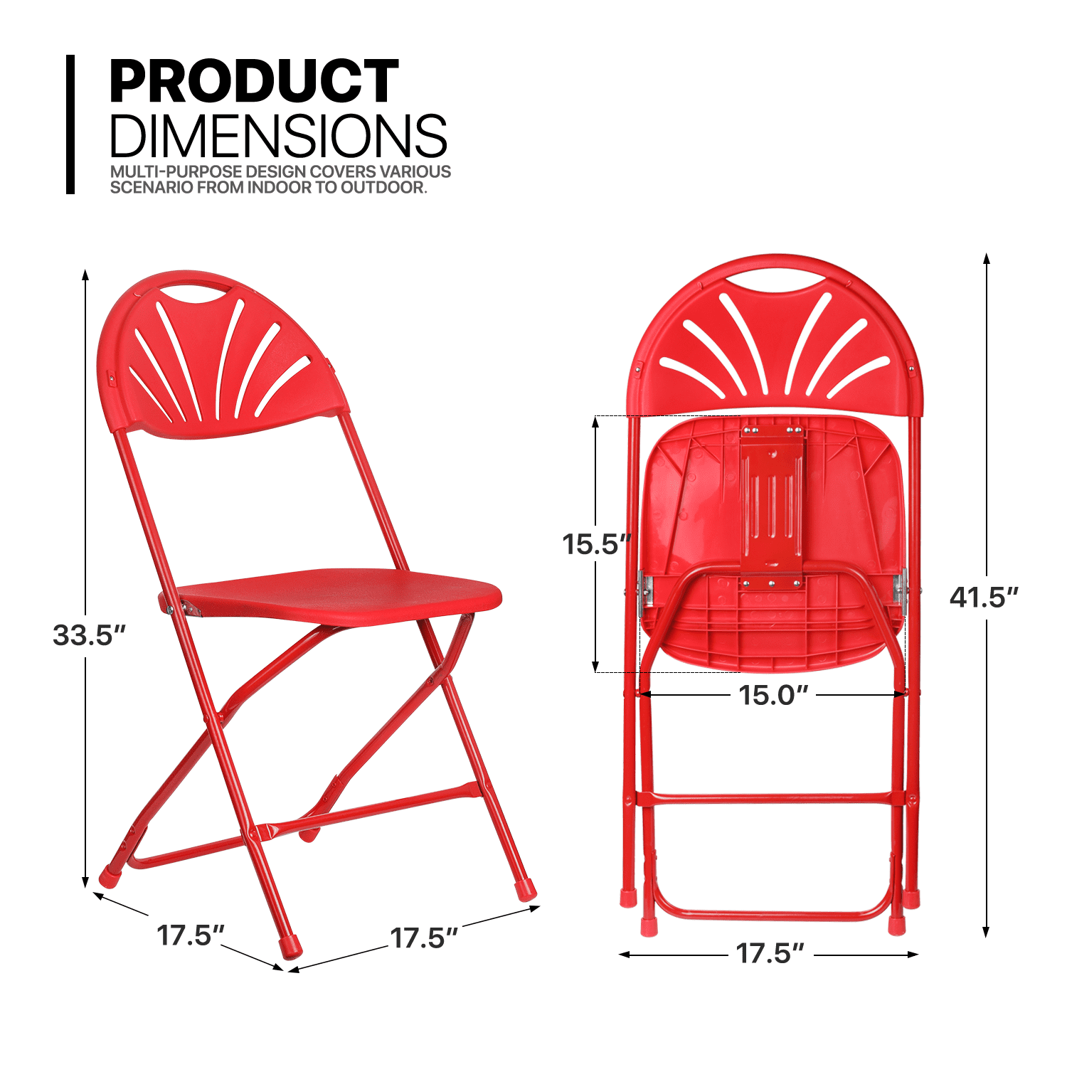 MoNiBloom 11 Pieces 6 Ft White Portable Foldable Plastic Card Table w/Handle and 10 Red Chair Set， Fold in Half Picnic Desk