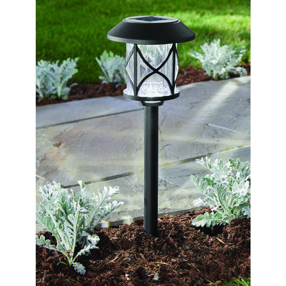 Hampton Bay Frazier 10 Lumens Solar Black LED Landscape Pathway Light Set (4-Pack) P1501-04