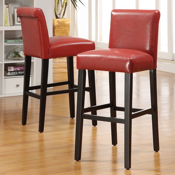 Bennett Red Faux Leather High Back Bar Stools (Set of 2) by iNSPIRE Q Bold