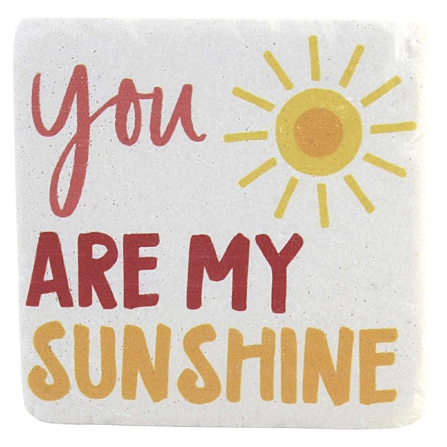 Tabletop Sunshine Text Coaster Four Coasters 4 Inches Set 4 Everyday Cb176051 Resin Off white