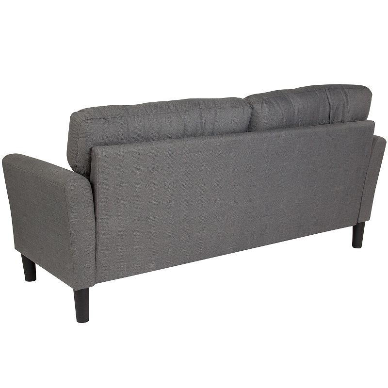 Emma and Oliver Living Room Sofa Couch， Tailored Arms in Black LeatherSoft