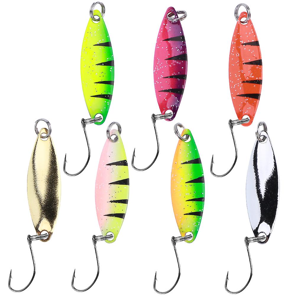 7pcs Multicolor Sequin Single Hook Metal Artificial Spoons Lure Bait Fishing Tackle