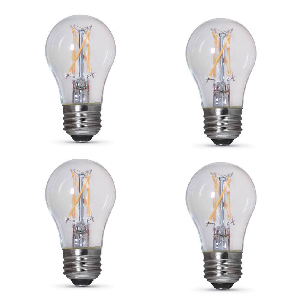 Feit Electric 40-Watt Equivalent A15 Clear Glass E26 Refrigerator Appliance LED Light Bulb Soft White 2700K (4-Pack) BPA1540927CAFIHDRP4