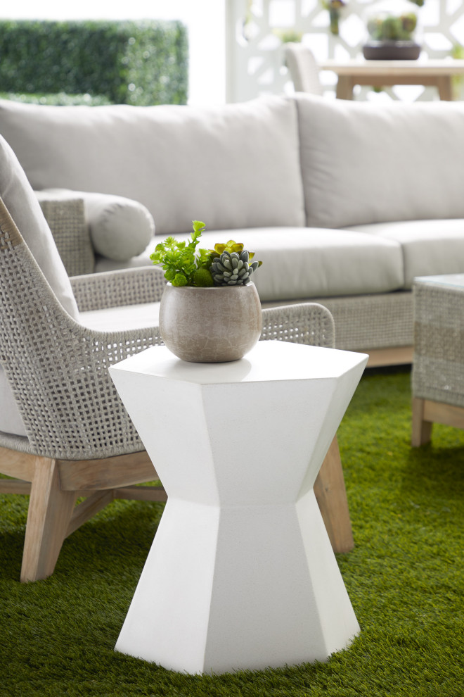 Round Bento Accent Table Ivory Marble Concrete   Industrial   Side Tables And End Tables   by Sideboards and Things  Houzz