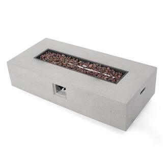 Noble House Mayfair Light Gray Rectangular Stone Fire Pit (No Tank Holder) 10063