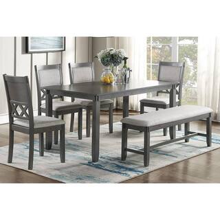 Venetian Worldwide 6-Piece 60 In. Length Gray Dining Set with Bench VP-F2610