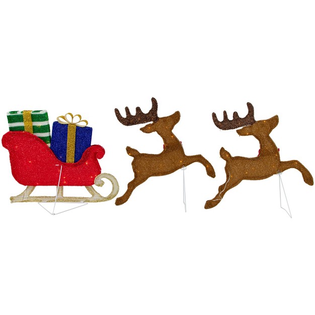 Lighted Reindeer With Sleigh Christmas Decoration