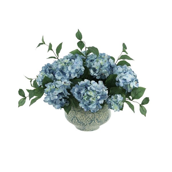 Hydrangea Floral Arrangement in a Decorative Ceramic Vase