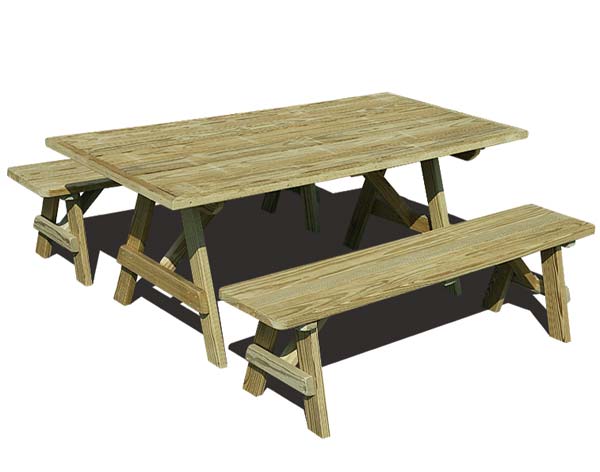 5' Treated Pine Traditional Picnic Table with 2 Benches