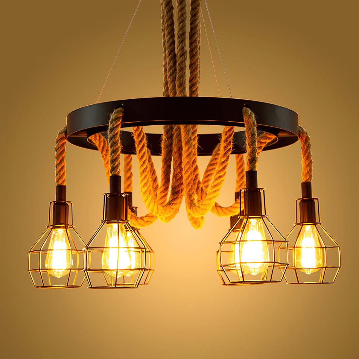 Hemp Rope Industrial Starfall Chandelier