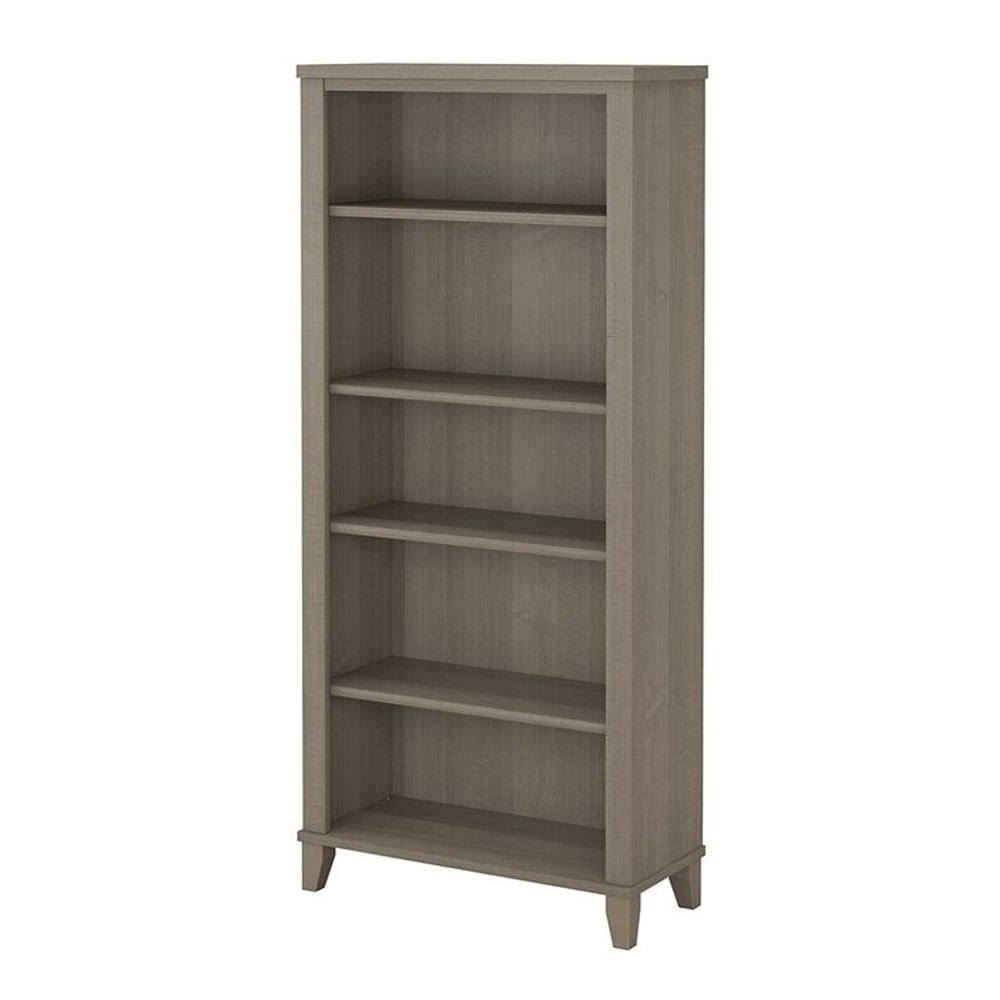 5 Shelf Bookcase Adjustable Shelves Ash Gray   52 x 63