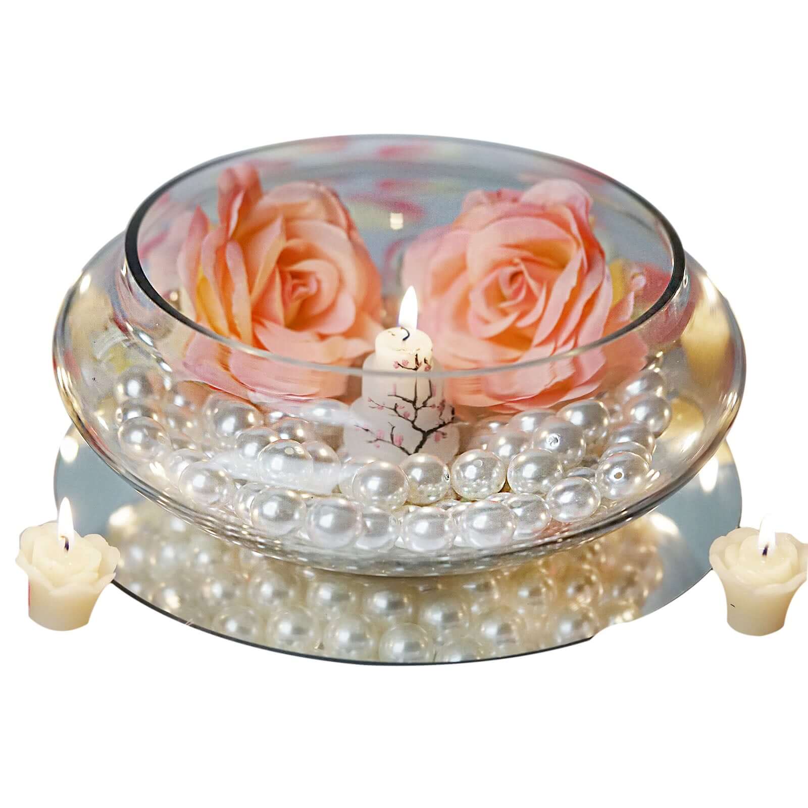 Floating Candle Glass Bowl Centerpiece, Multi Purpose Table Decor 10