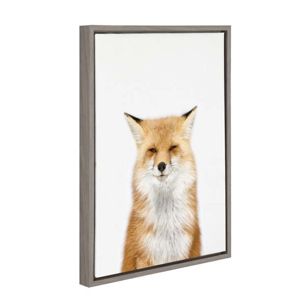 X 24 quot Sylvie Young Fox Framed Canvas By Amy Peterson Gray Kate And Laurel