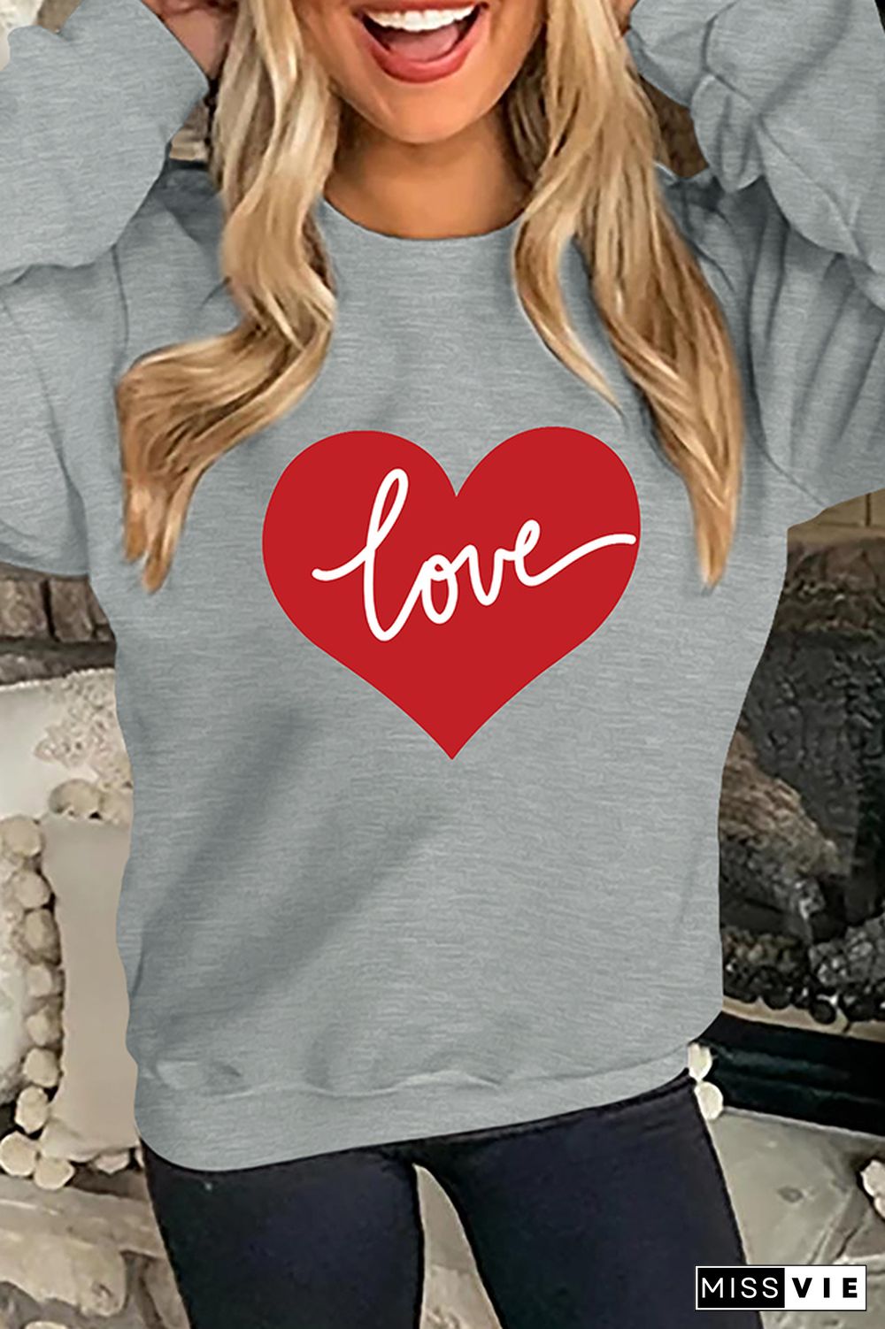 VALENTINE'S DAY Pullover Heart Love Sweatshirt Women Wholesale