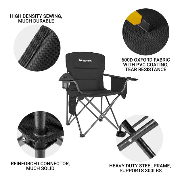 Kingcamp Padded Folding Lounge Chairs With Built in Cupholder Insulated Cooler Sleeve And Side Storage Pocket For Indoor amp Outdoors