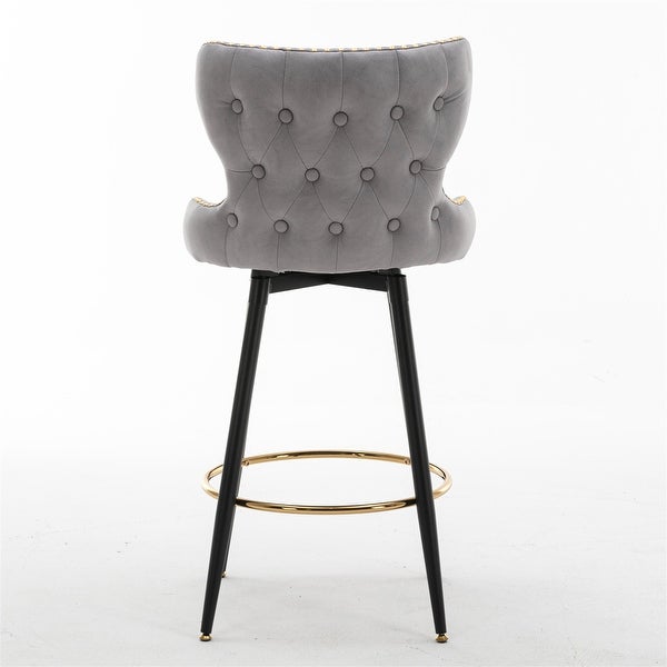 Modern Set of 2 Bar Chairs Bar Stools with Metal Legs