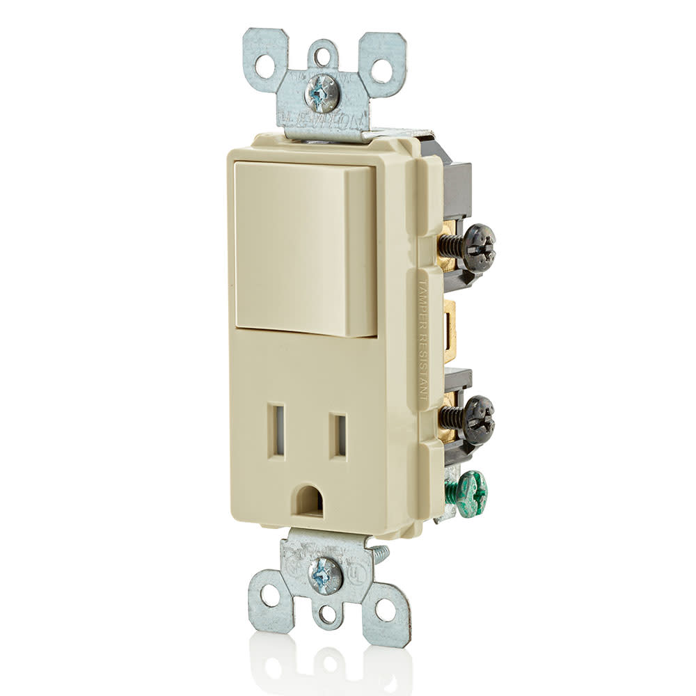 Leviton 15A Ivory Combination Decora Switch and Receptacle/Outlet ;