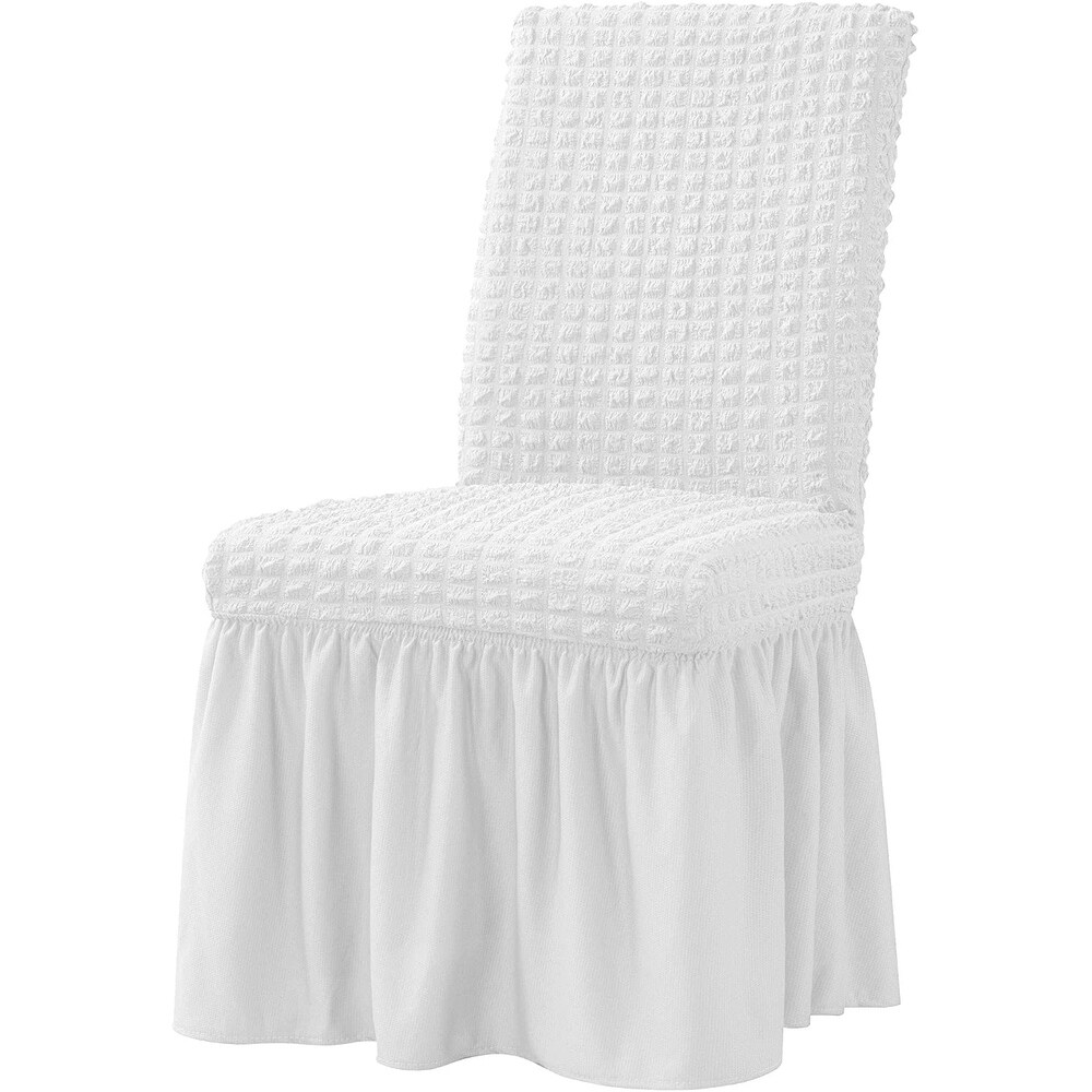 Subrtex Set of 2 Stretch Dining Chair Cover Ruffle Skirt Slipcovers