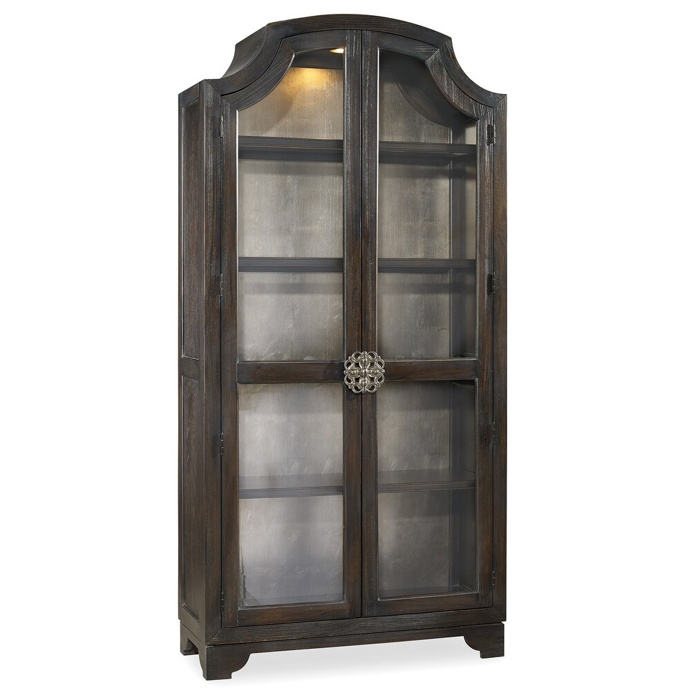 Sanctuary Glass Bunching Curio Ebony Antiqued Oak   44\