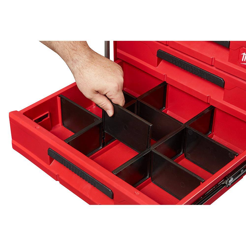 MW 38 in. Drive SAEMetric Mechanics Tool Set (62-Piece) with PACKOUT 3-Drawer Tool Box 48-22-9008-48-22-2706-48-22-8443