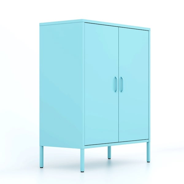 Metal Storage Locker Cabinet， Adjustable Shelves Free Standing Sideboard Steel Cabinets