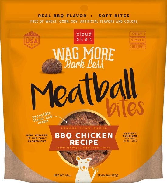 Cloud Star Wag More Bark Less BBQ Chicken Meatballs Recipe Grain-Free Dog Treats