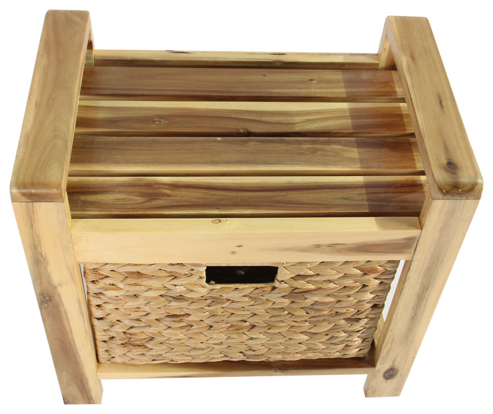 Brae water hyacinth Wood Storage Stool   light Brown   Beach Style   Footstools And Ottomans   by Made4Home  Houzz