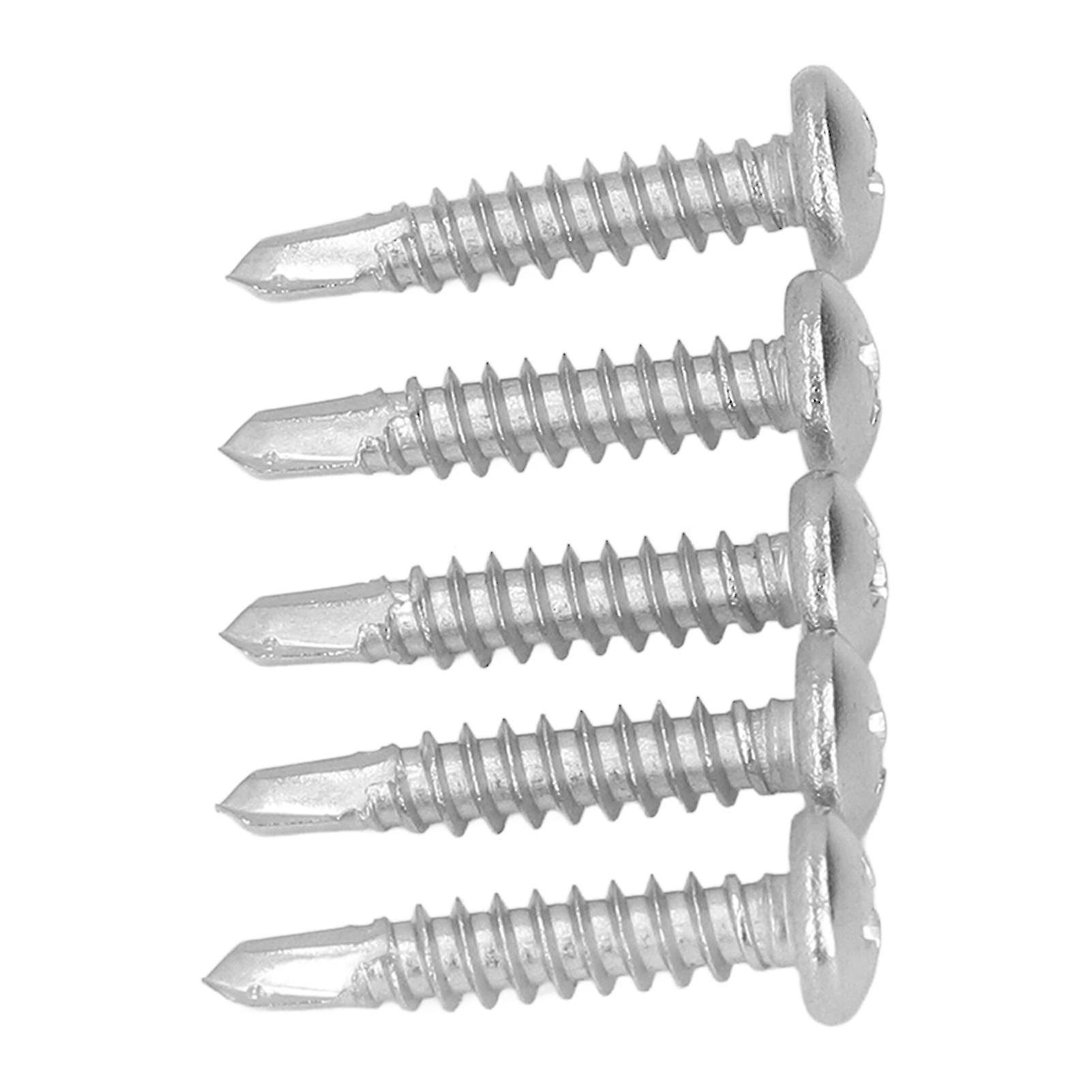 100Pcs Self Drilling Screw Round Head 304 Stainless Steel Fasteners for Wood Work M4.8x25