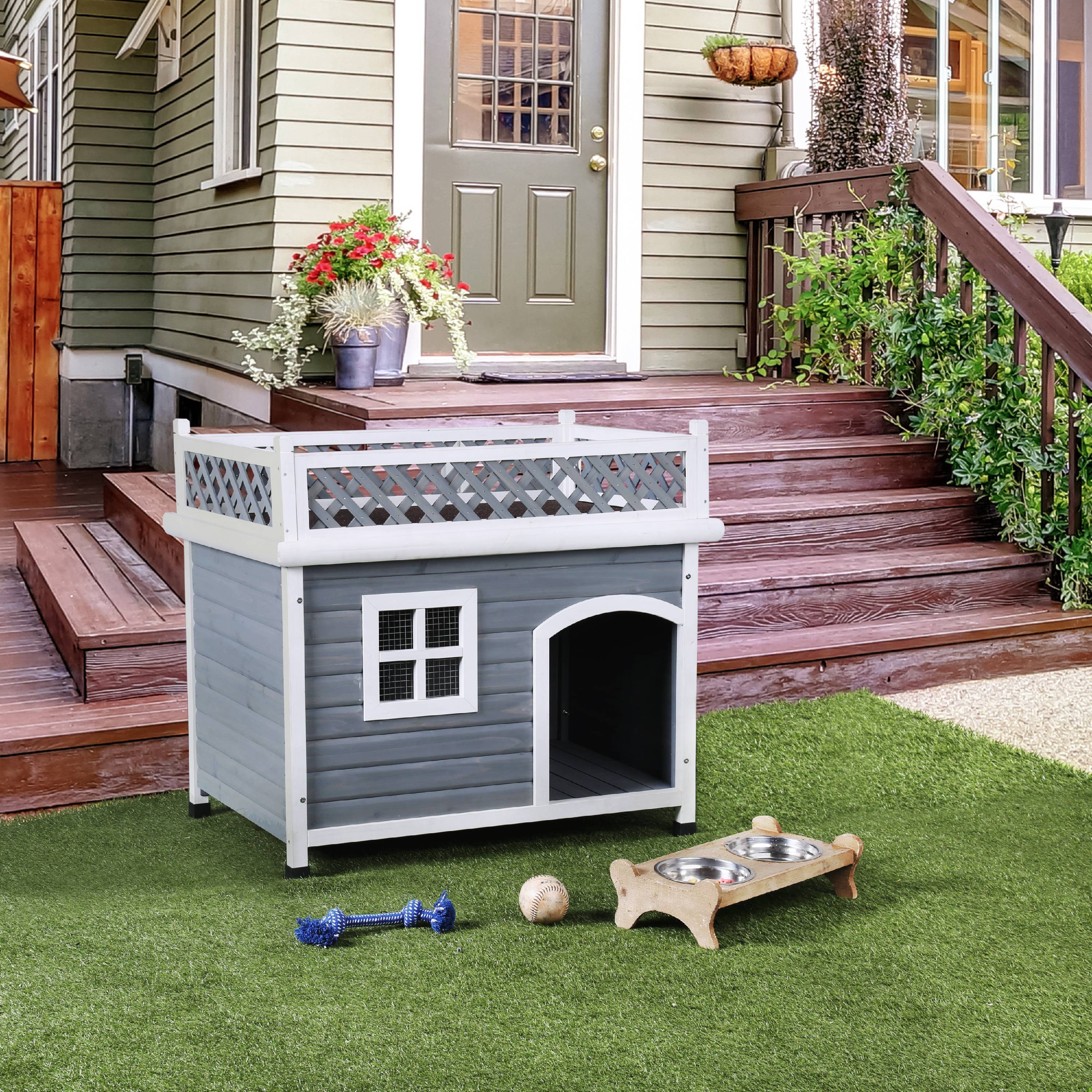 Furniture of America Halley Contemporary Open Terrace Two-Tone Pet House