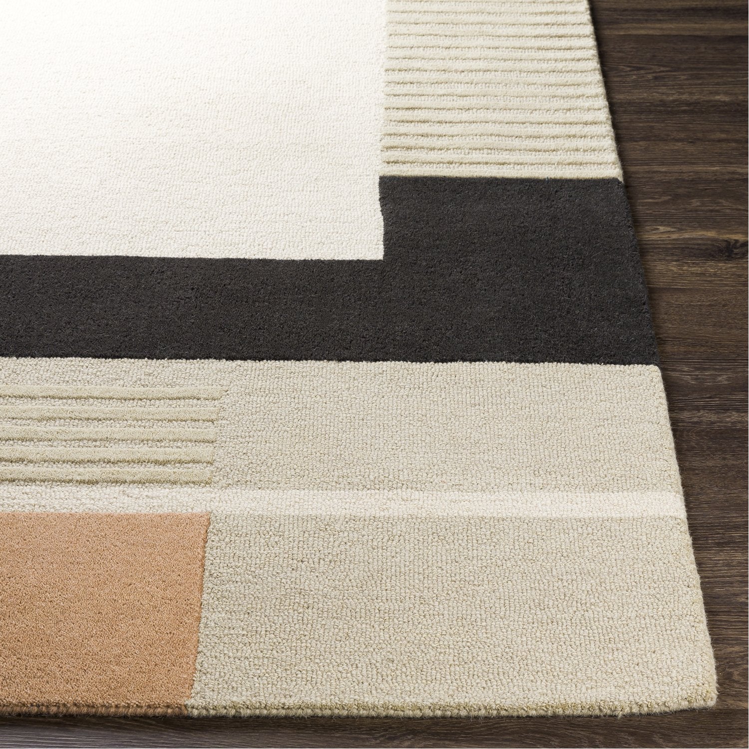 Emma Hand Tufted Rug in Khaki, Charcoal, Camel