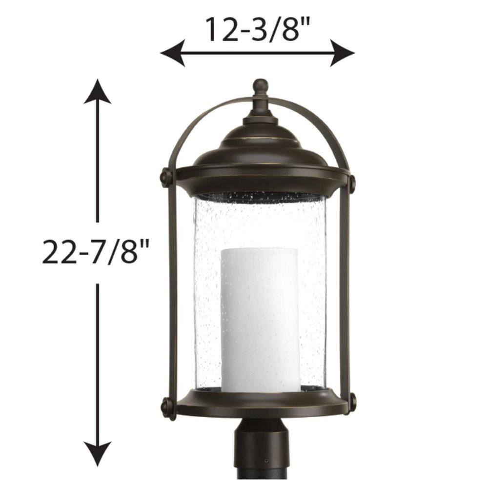 Progress Lighting Whitacre Collection 1-Light Integrated LED Outdoor Antique Bronze Post Light P540026-020-30