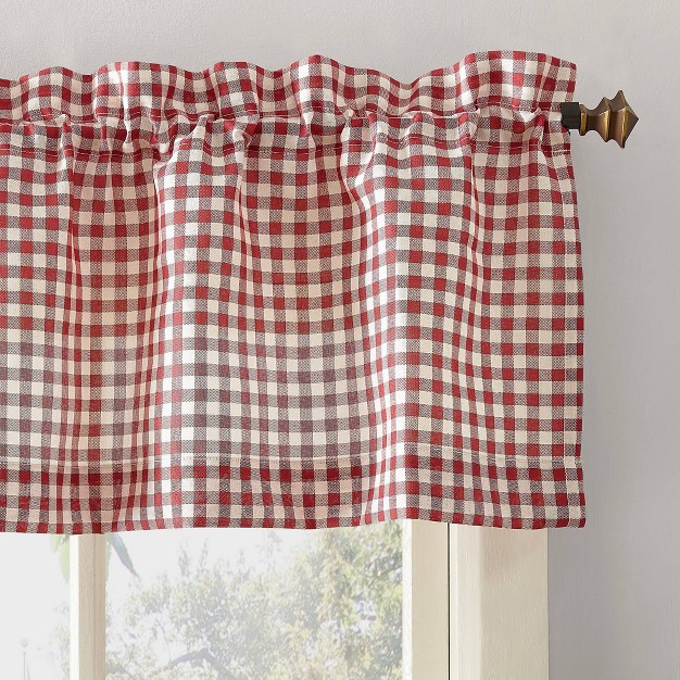 Parkham Farmhouse Plaid Rod Pocket Semi sheer Kitchen Curtain Valance And Tiers Set No 918