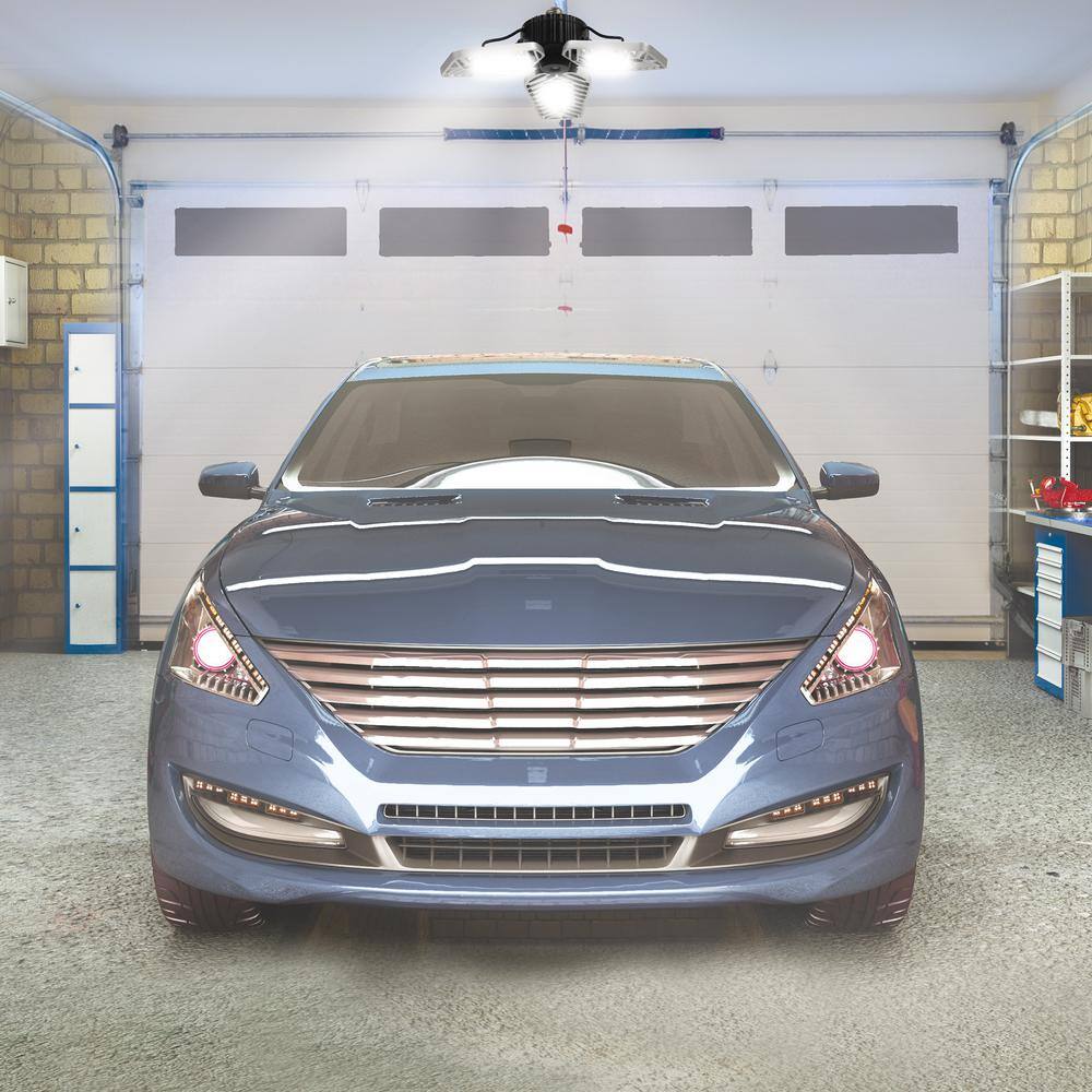 BEYOND BRIGHT 3500 Lumens 11.5 in. Single Pole Occupancy LED Flush Mount Garage Light BEBR-MC4