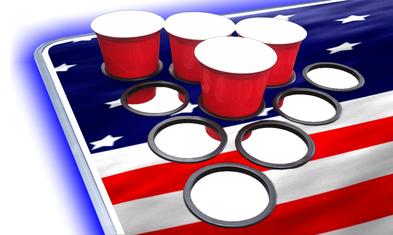 8-Foot Professional Beer Pong Table With Cup Holes & LED Glow Lights - America Edition