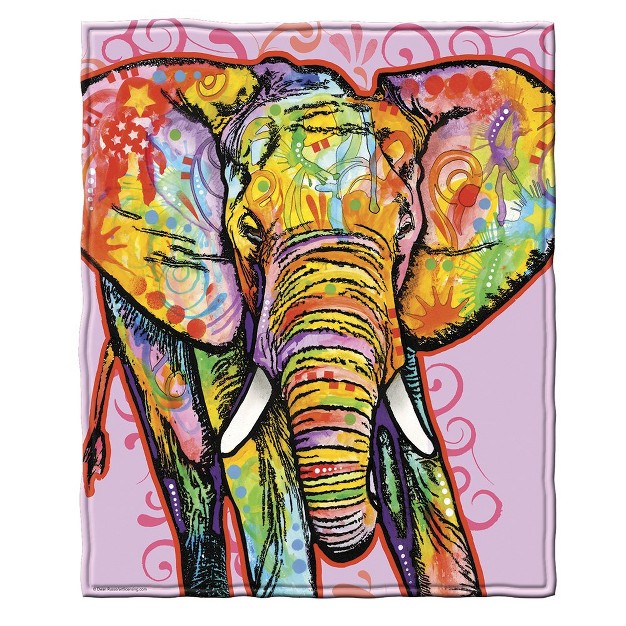 X 60 quot Colorful Dean Russo Elephant Fleece Throw Blanket