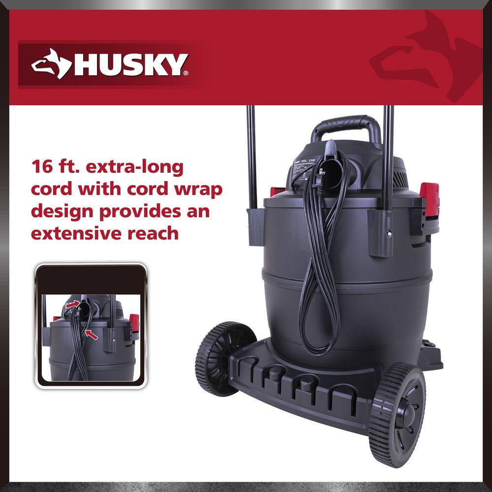 Husky 16 Gal. Poly Cart-Design WetDry Vac with a Cartridge Filter Hose and Accessories AT18621P-16A