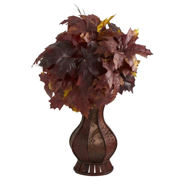 24 Autumn Maple Leaf Artificial Plant in Decorative Planter