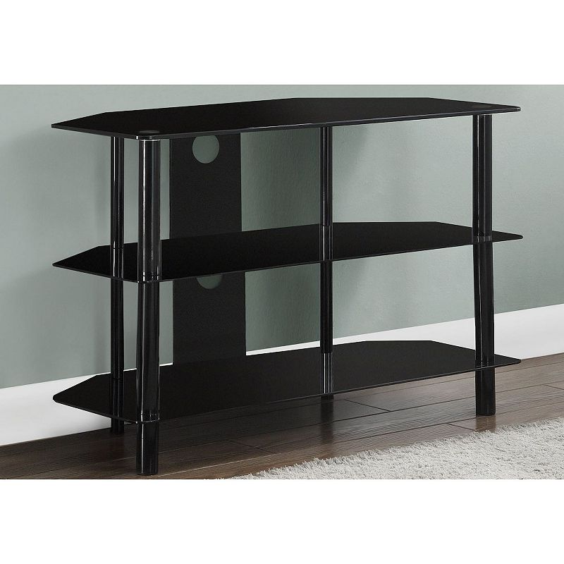 35.75 Black Contemporary TV Stand with Tempered Glass