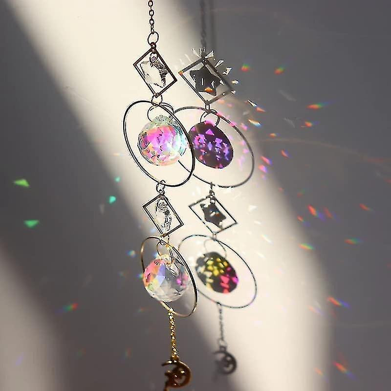 6 Pieces Colorful Crystal Sun Catcher Hanging Sun Catcher With Chain Pendant Decoration