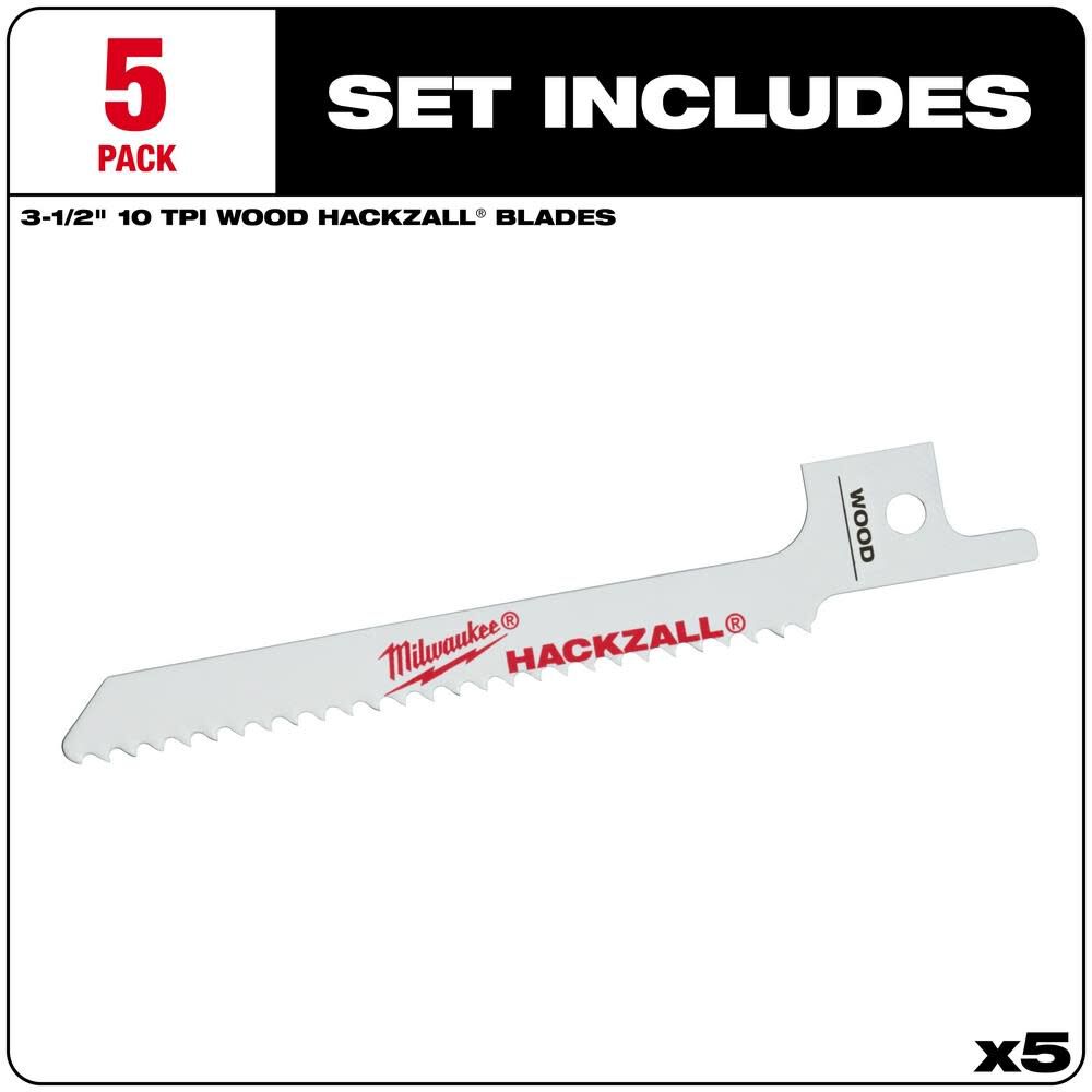 Milwaukee M12 HACKZALL Bi-Metal Blade - Wood Scroll 5PK 49-00-5310 from Milwaukee