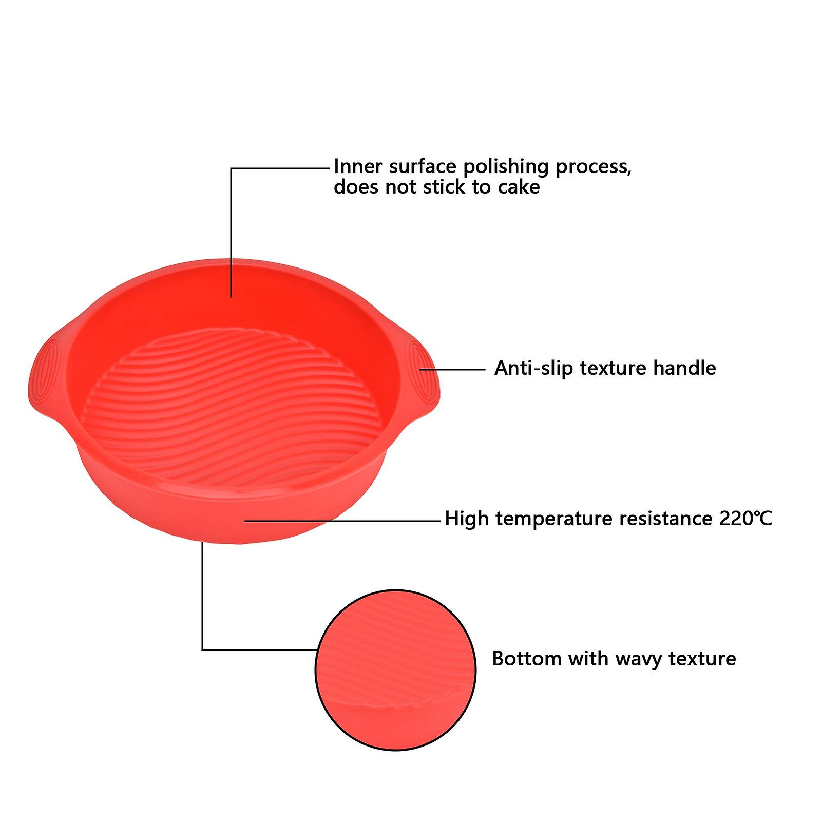 Round Silicone Baking Pans， Non Stick Cake Molds Pan Quick Release Baking Pans With Handles For Layer Cake， Cheese Cake And Chocolate Cake[red]