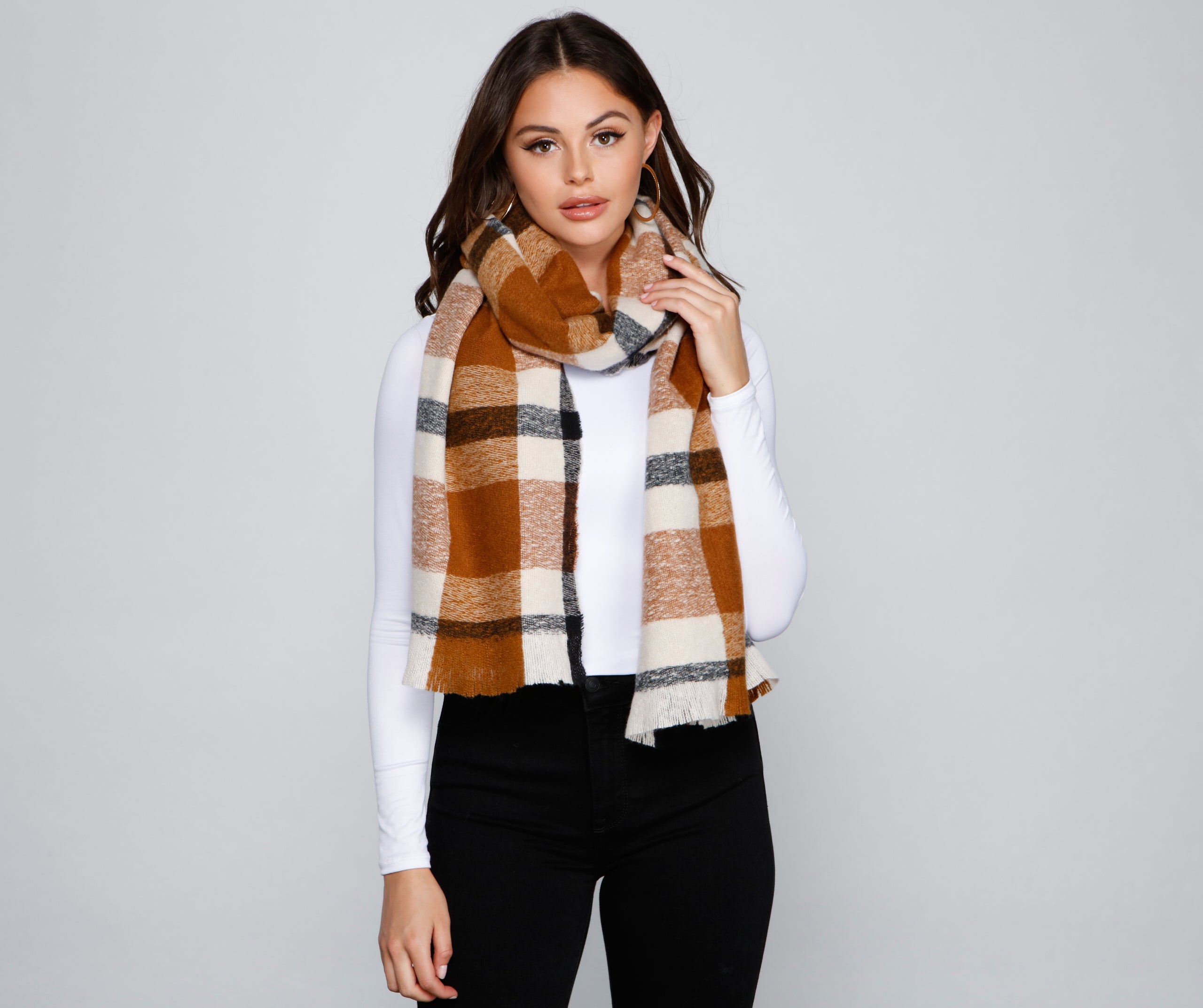 Season Of Cozy Plaid Blanket Scarf