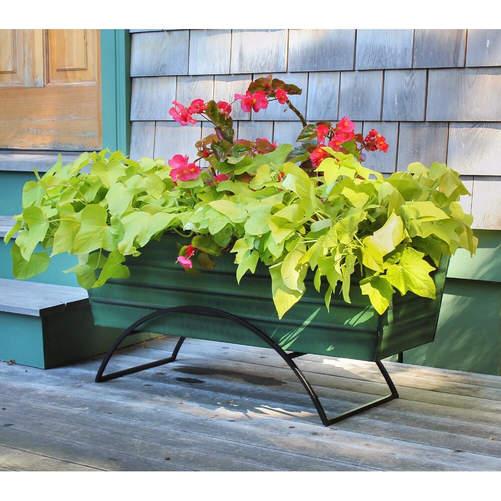 Achla Designs Large Galvanized Steel Flower Box with Odette Stand  35 25 Inch Wide  Green