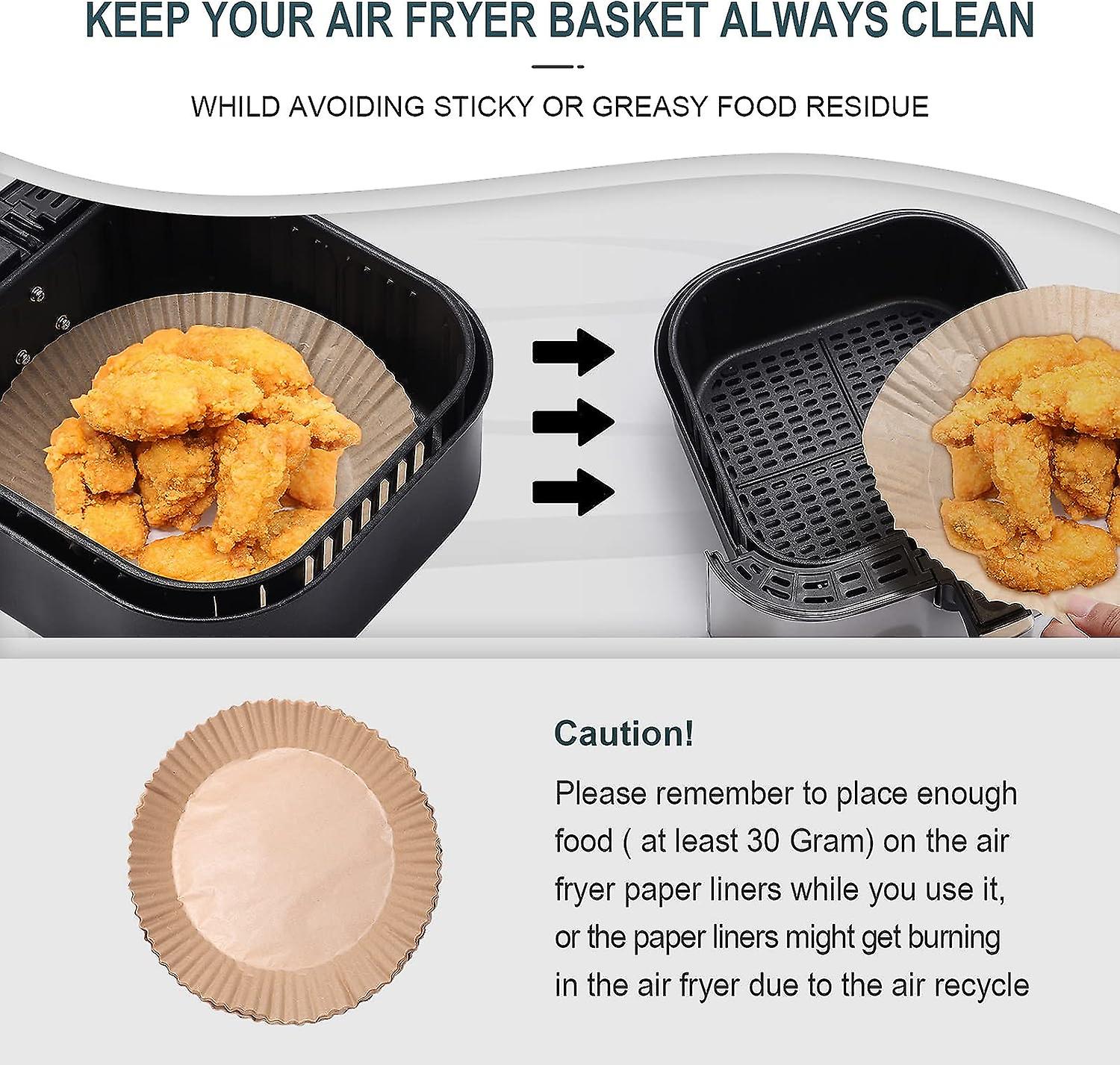 Air Fryer Liners， 100pcs Fda Certificate Disposable Air Fryer Parchment Liners For Frying and Baking， 7.9 Inches Non-stick Disposable Parchment Paper Li