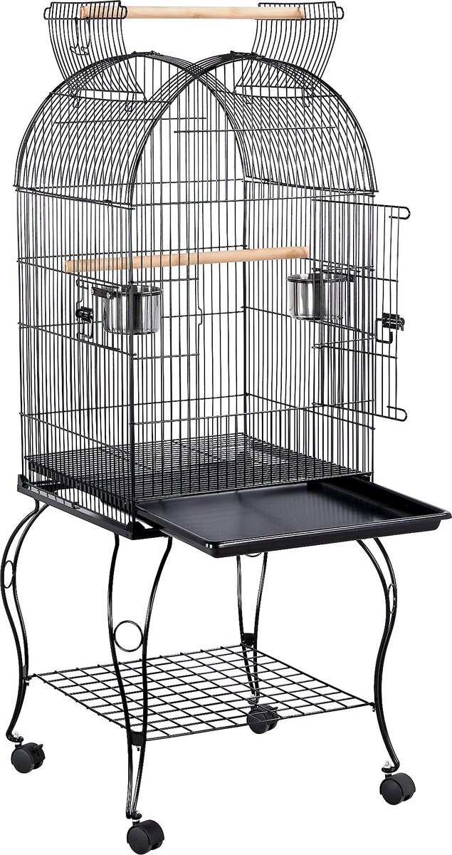 Yaheetech Open Top Rolling Metal Parrot Bird Cage， Black