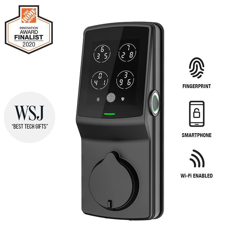 Lockly Secure PRO Matte Black Smart Lock Deadbolt with 3D Fingerprint and WiFi (Works with Alexa and Google Home) PGD 728W MB