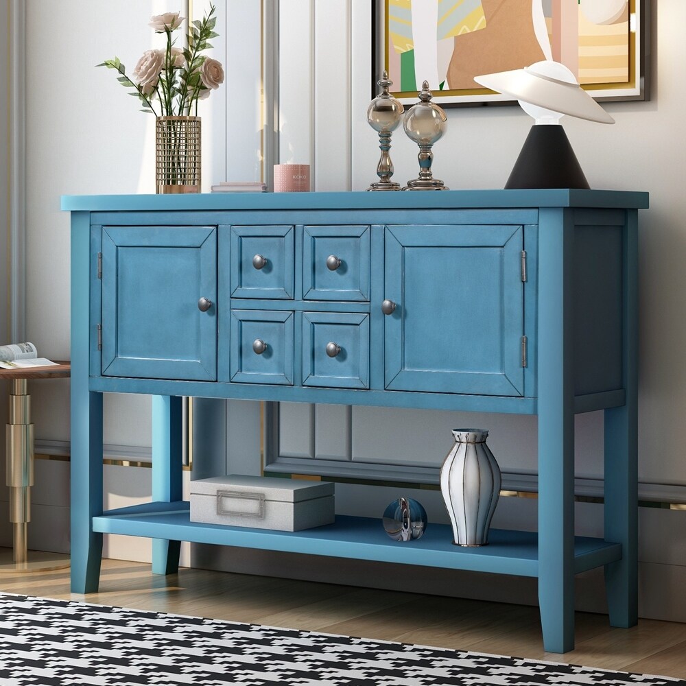 Buffet Sideboard Wood Console Table with Bottom Shelf