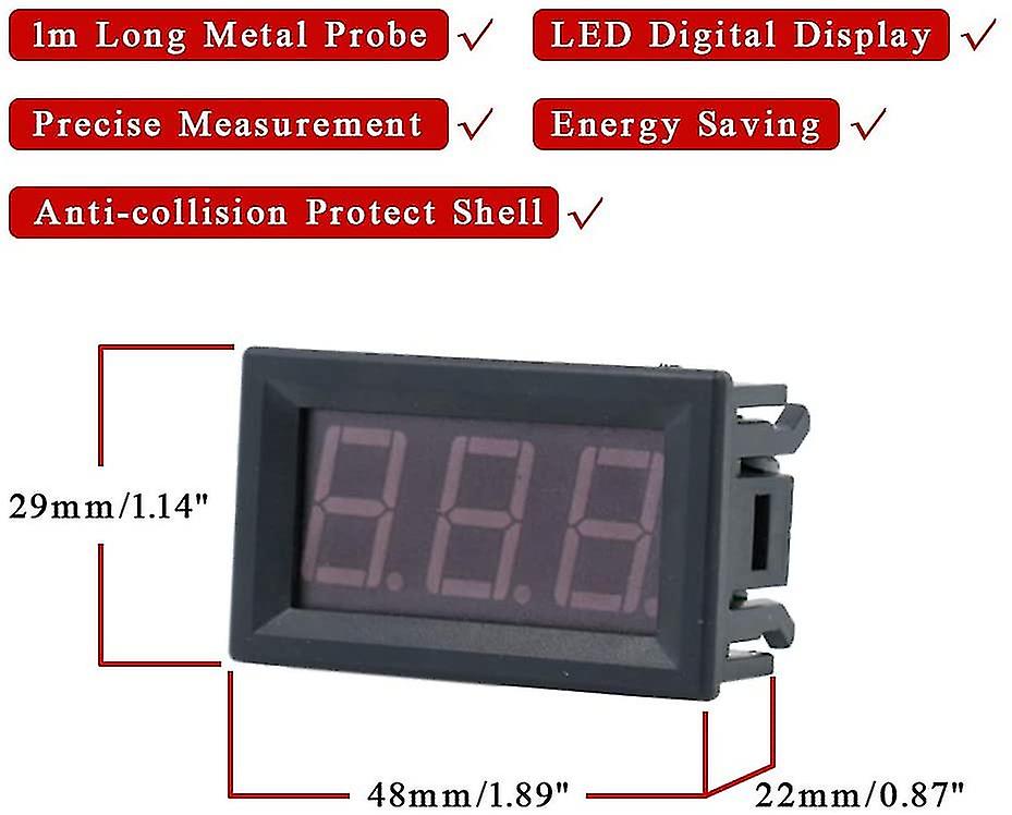 Miman Fan Heater Digital Thermometer 12v Mini Temperature Tester Waterproof Digital