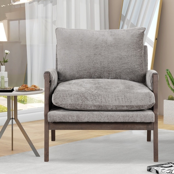 Modern Velvet Accent Chair，Leisure Chair with Solid Wood Frame